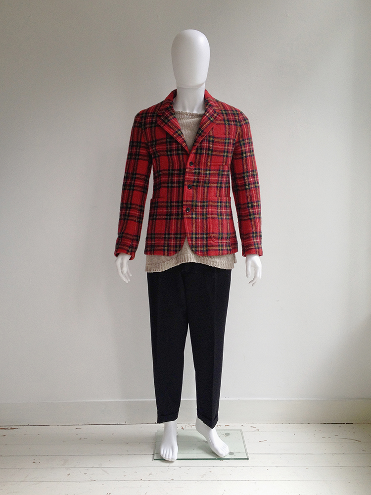 Junya Watanabe Man red tartan blazer — AD 2002 - VANIITAS Junya Watanabe Man red tartan blazer — AD 2002 - VANIITAS