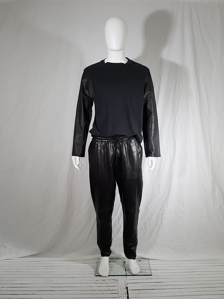 【関税込&追跡】Maison Margielaトゥカップ ブラ Maison Martin Margiela artisanal black top with leather