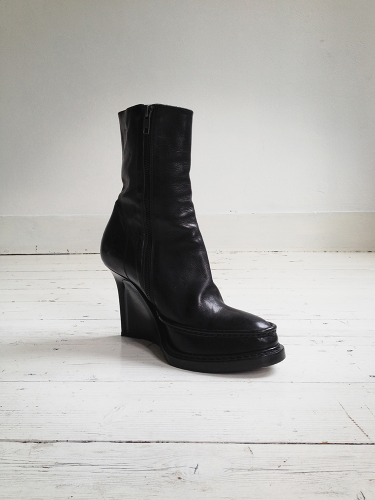 Ann Demeulemeester black slit wedge boots (39.5) — fall 2010