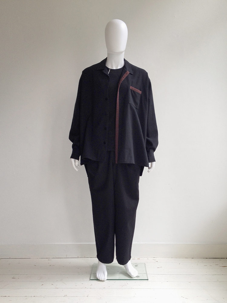 Yohji Yamamoto pour Homme black jacket with brown stripe — 80s 