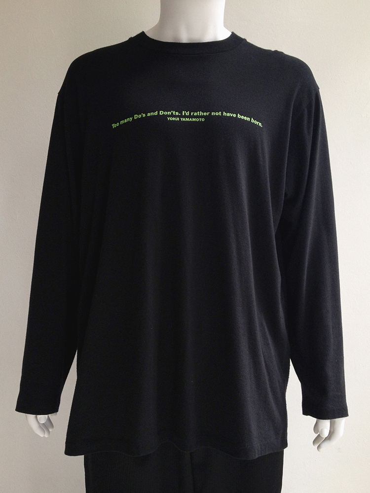 トップス youji yamamoto pour homme archive 90s Yohji Yamamoto Pour Homme black jumper with quote — 90s - VANIITAS