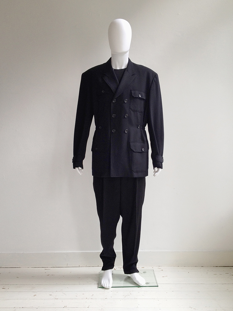 Yohji Yamamoto pour Homme black pocket coat — 80s - VANIITAS