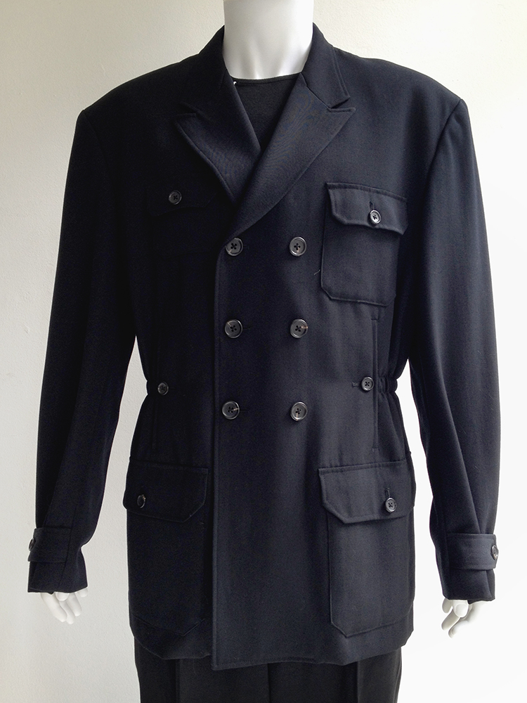 Yohji Yamamoto pour Homme black pocket coat — 80s - VANIITAS