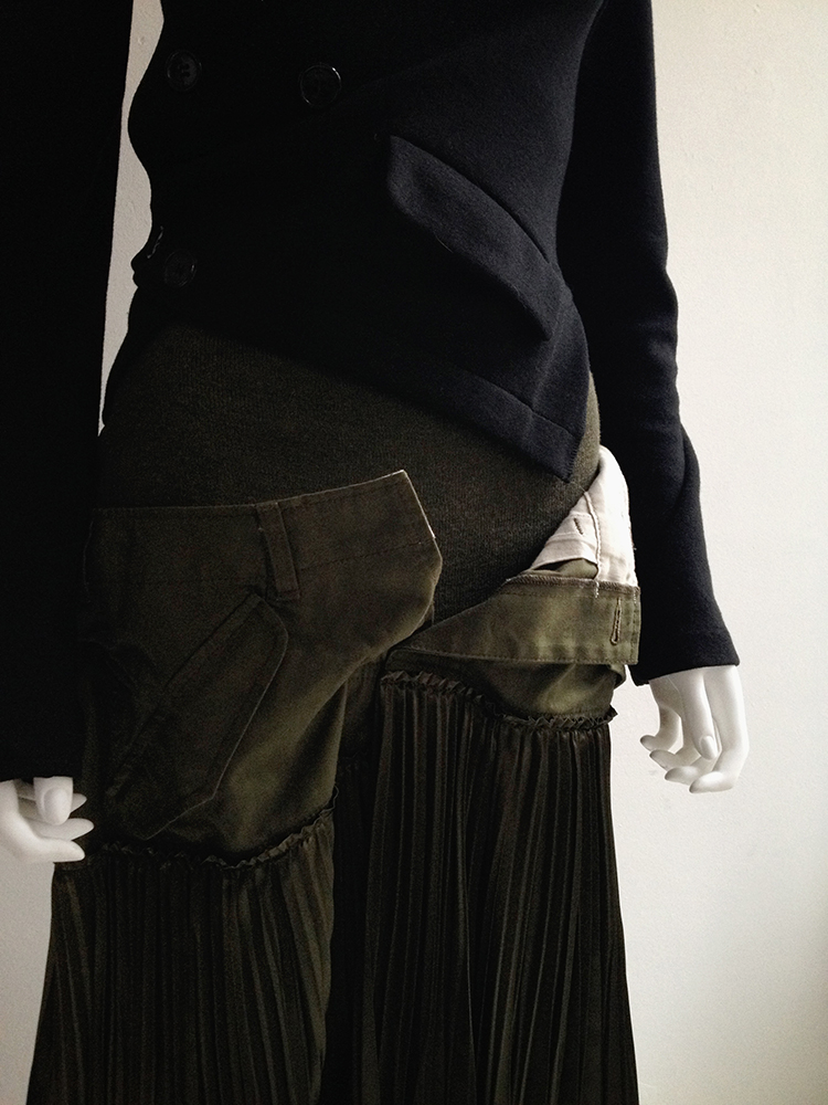 Junya Watanabe deconstructed green pleated skirt — fall 2010