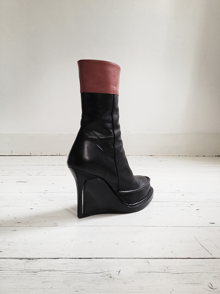 Ann Demeulemeester black slit wedge boots (38.5) — fall 2010