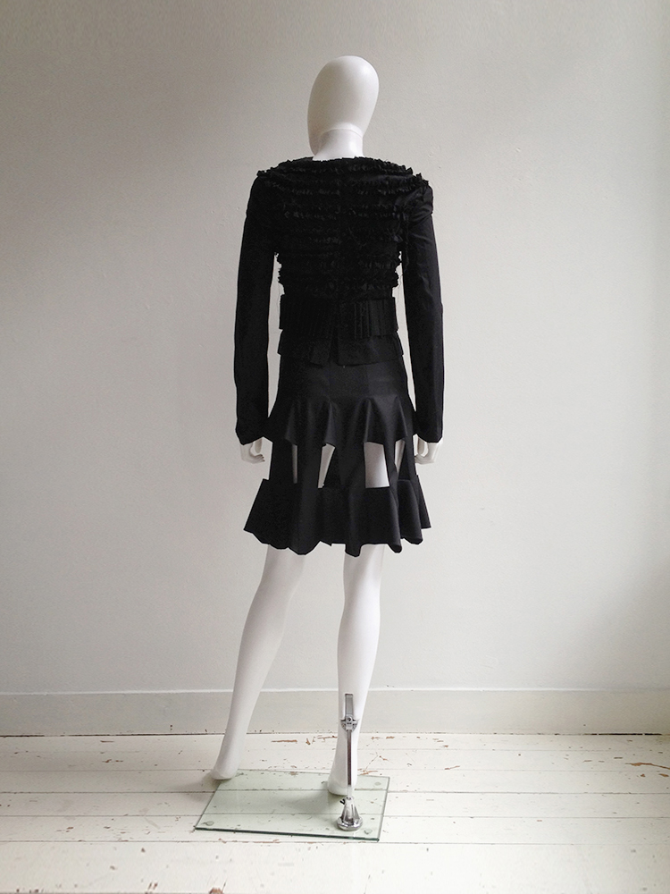 Bernhard Willhelm black victorian frilly bowtie top — spring 2001 