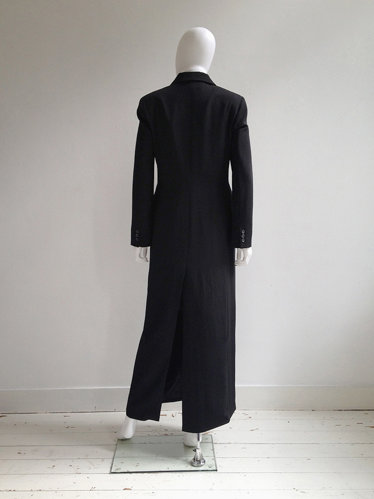 Ann Demeulemeester black maxi coat — 90s - VANIITAS vintage