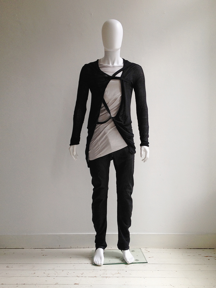Boris Bidjan Saberi black cardigan with straps — fall 2010