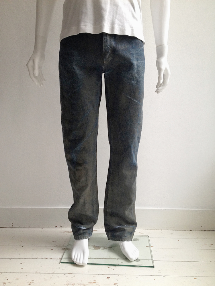 Maison Martin Margiela artisanal green painted jeans - VANIITAS