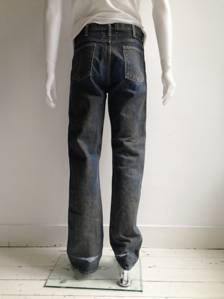 Maison Martin Margiela artisanal green painted jeans - VANIITAS