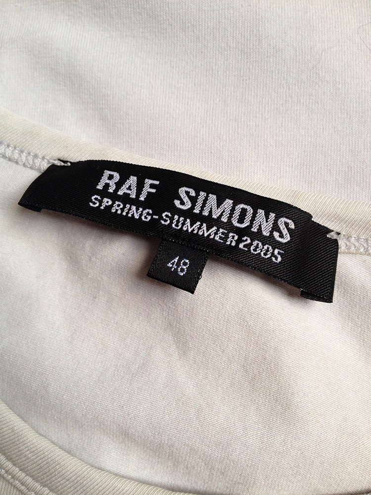 Raf Simons beige 'remote control' printed longsleeve — spring 2005