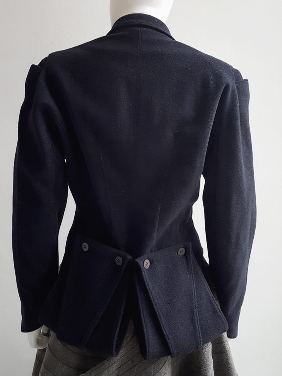 ANN DEMEULEMEESTER ネイビー ジャケット S Ann Demeulemeester dark blue regency coat — fall 1989 - VANIITAS
