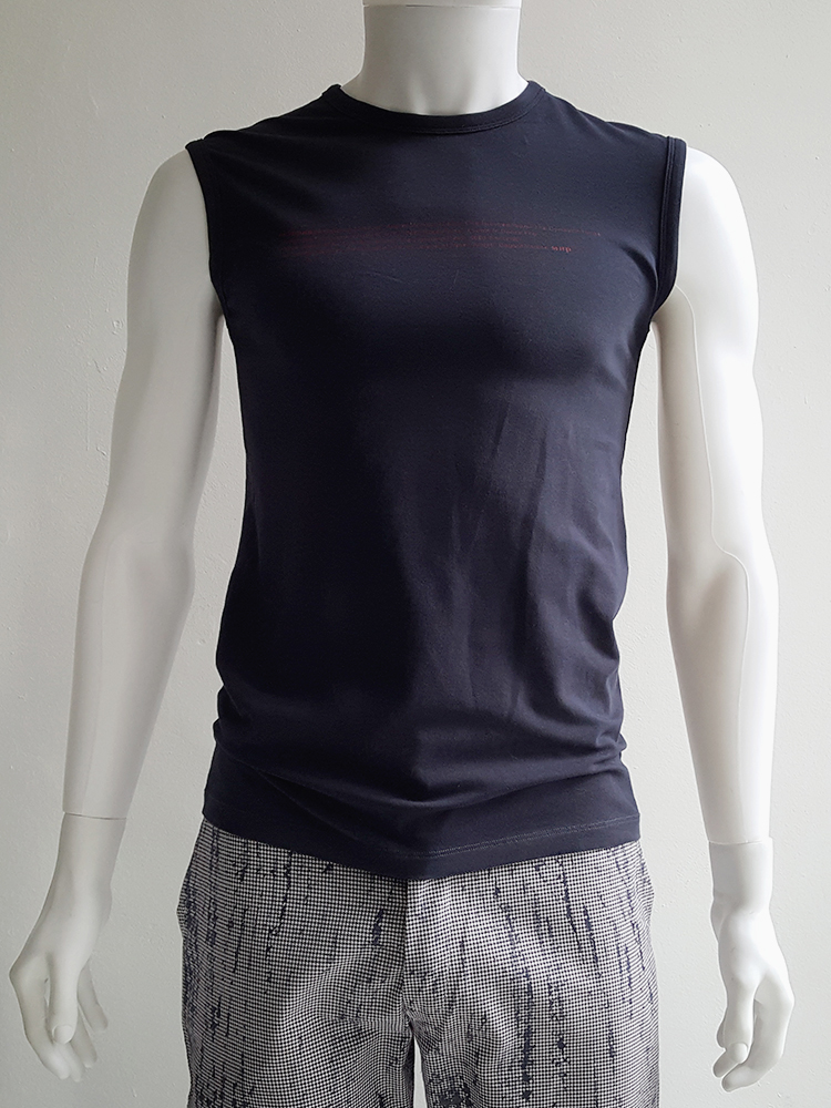 トップス RAF BY RAF SIMONS 06SS Printed tank top Raf Simons blue 'history of the world' printed tanktop