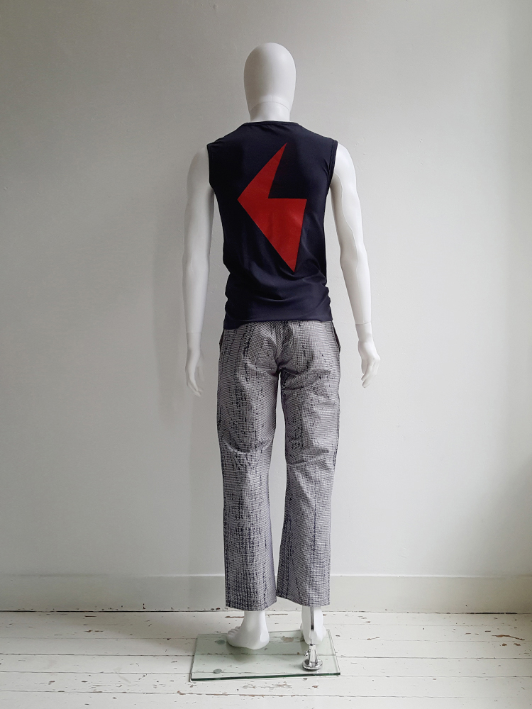 トップス RAF BY RAF SIMONS 06SS Printed tank top Raf Simons blue 'history of the world' printed tanktop