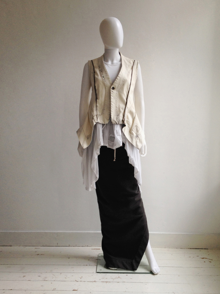 Rick Owens DRKSHDW white denim winged vest - VANIITAS
