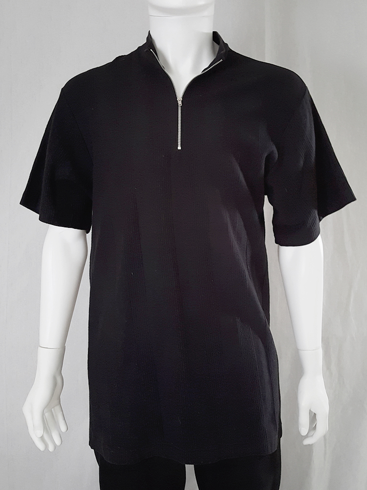 Yohji Yamamoto black zipper polo shirt — 80s - VANIITAS
