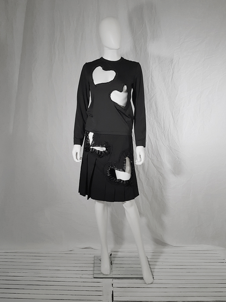 Comme des Garçons black top with frilly heart cut outs Comme des Garçons black top with frilly heart cut outs