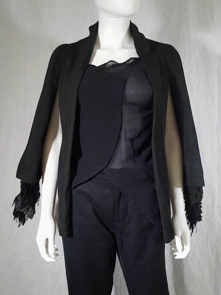 Comme des Garçons dark blue blazer with ruffled sleeves