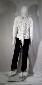 Comme des Garçons white longsleeve with back braid — spring 2003