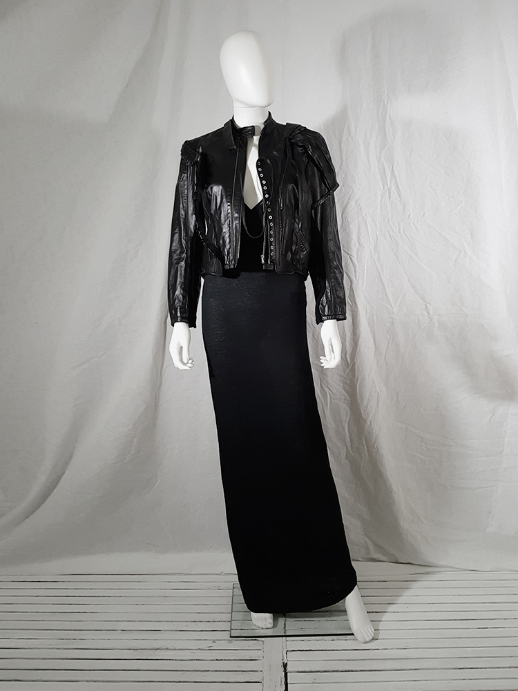 Hussein Chalayan deconstructed layered leather jacket