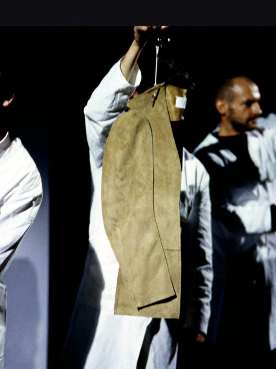 vintage Maison Martin Margiela beige leather flat jacket spring 1998 runway 1