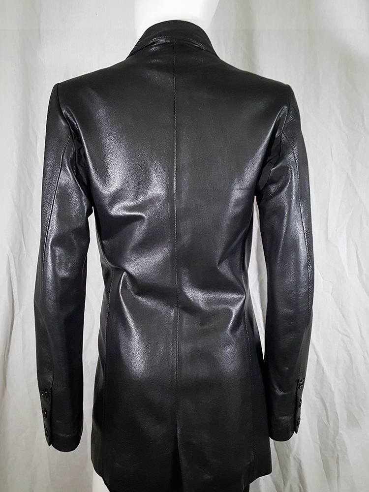 Ann Demeulemeester black leather asymmetric coat — fall 1998