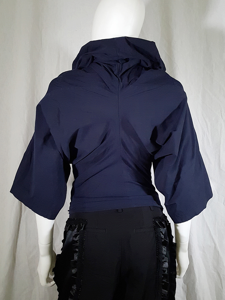 Comme des Garçons blue twisted top with cowl neck — fall