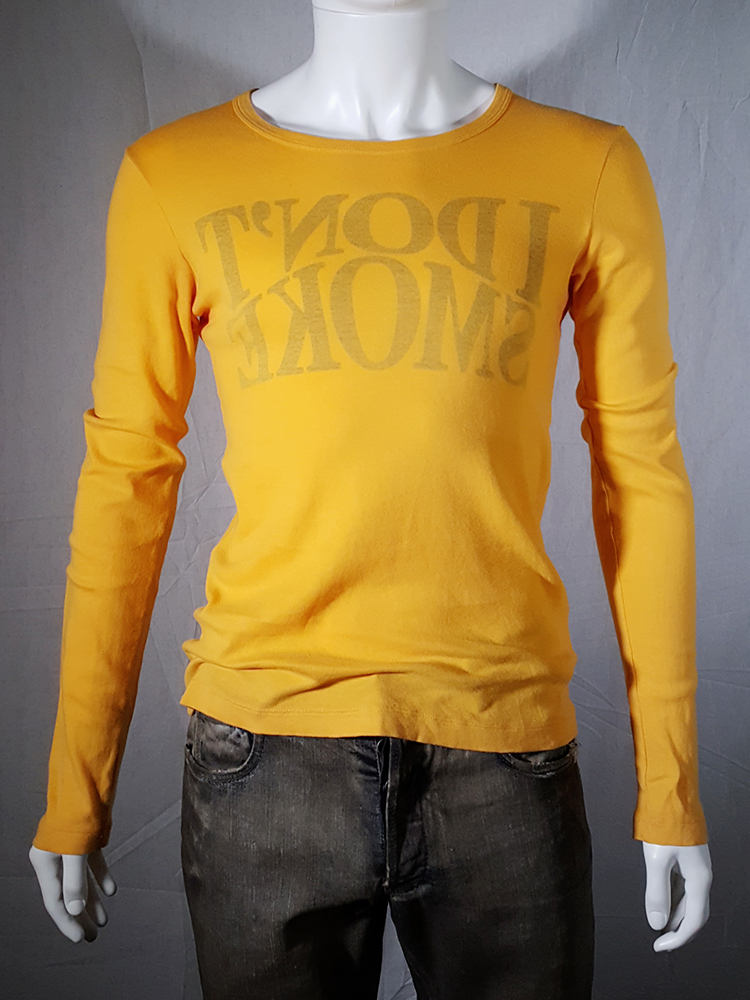 Maison Martin Margiela yellow 'I don't smoke' jumper — fall 2006