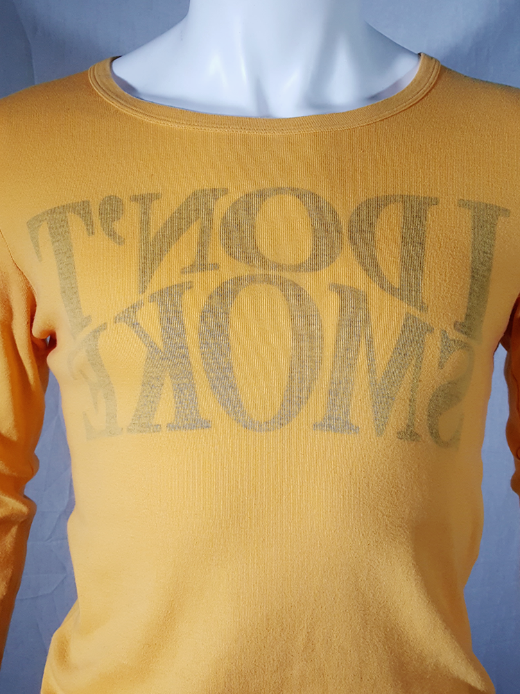 Maison Martin Margiela yellow 'I don't smoke' jumper — fall 2006