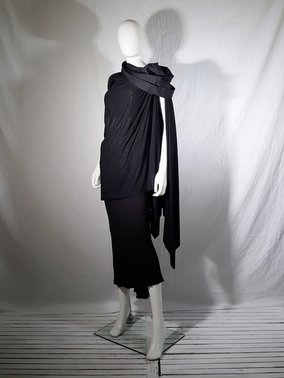 【Rick Owens】アシンメトリー drapedトップ Rick Owens VICIOUS black asymmetric draped top with hood