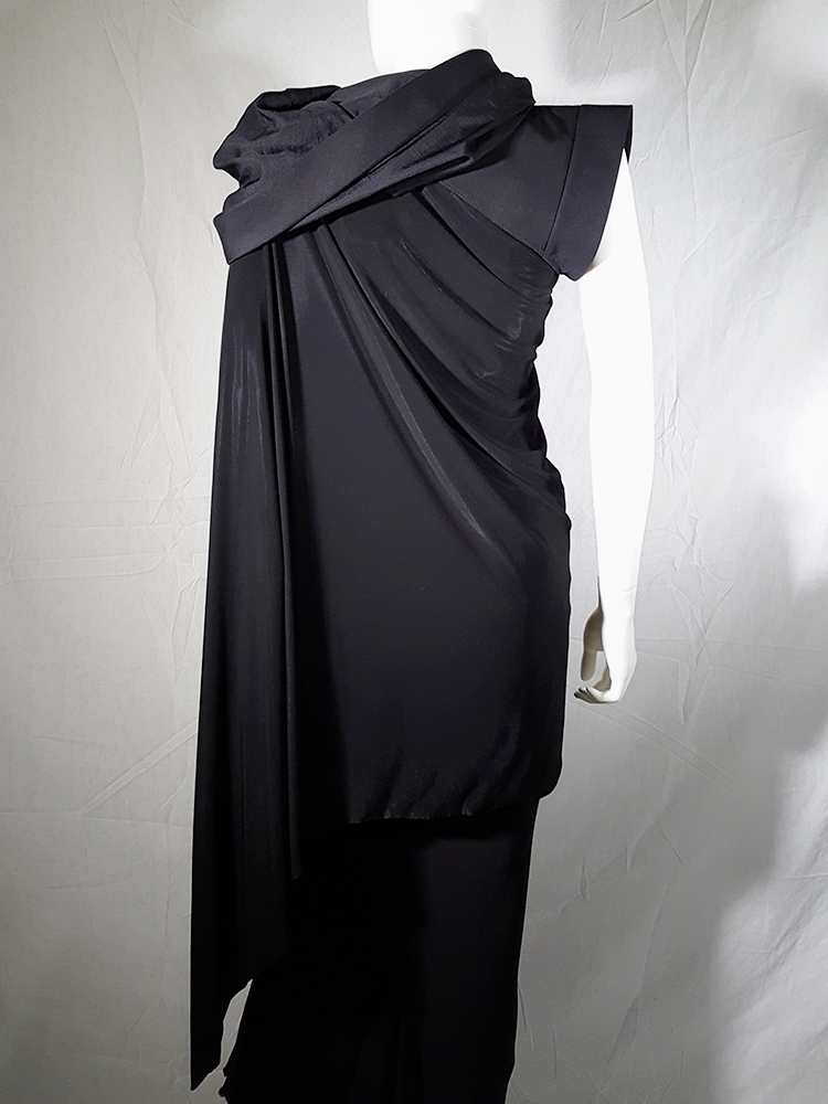 【最終値下げ価格】RICK OWENS 2014ss VICIOUS ワンピース Rick Owens VICIOUS black asymmetric draped top with hood — spring