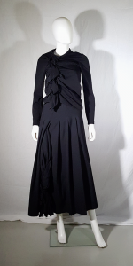 Comme des Garçons black gathered top with ruffle detail — fall