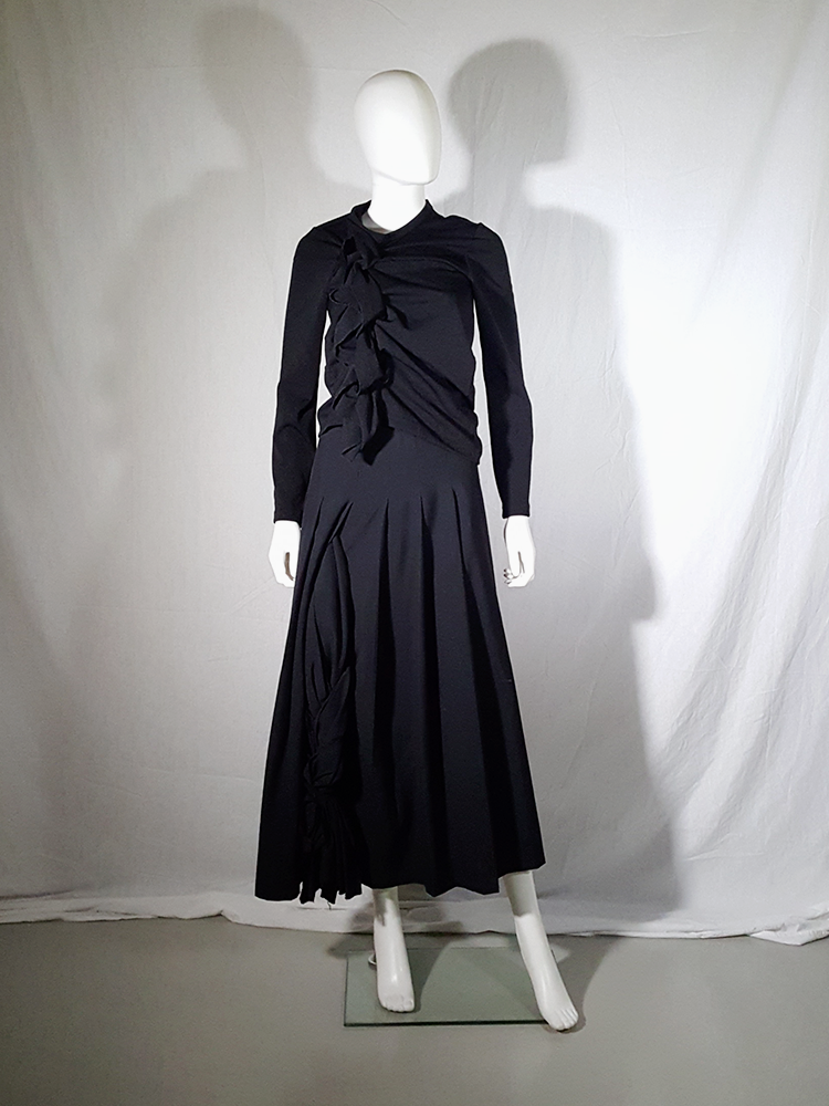 Comme des Garçons black gathered top with ruffle detail