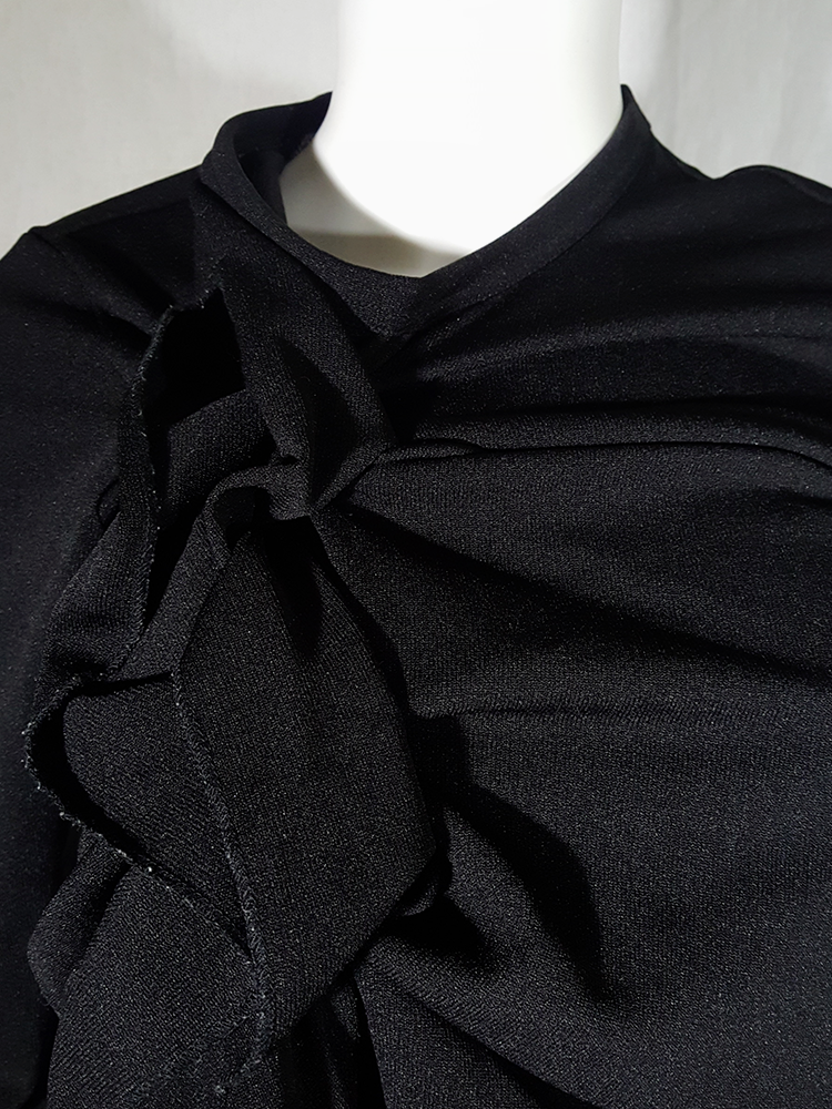 Comme des Garçons black gathered top with ruffle detail