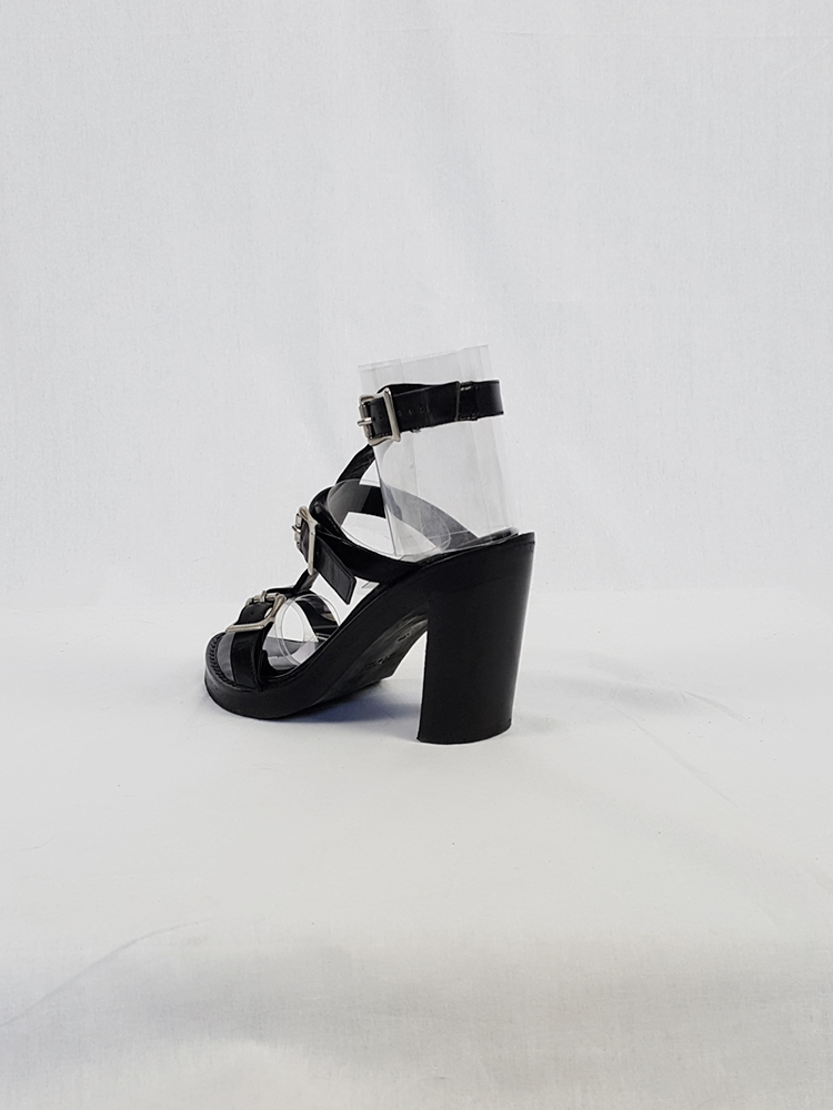 Ann Demeulemeester black crossed buckle sandals — spring