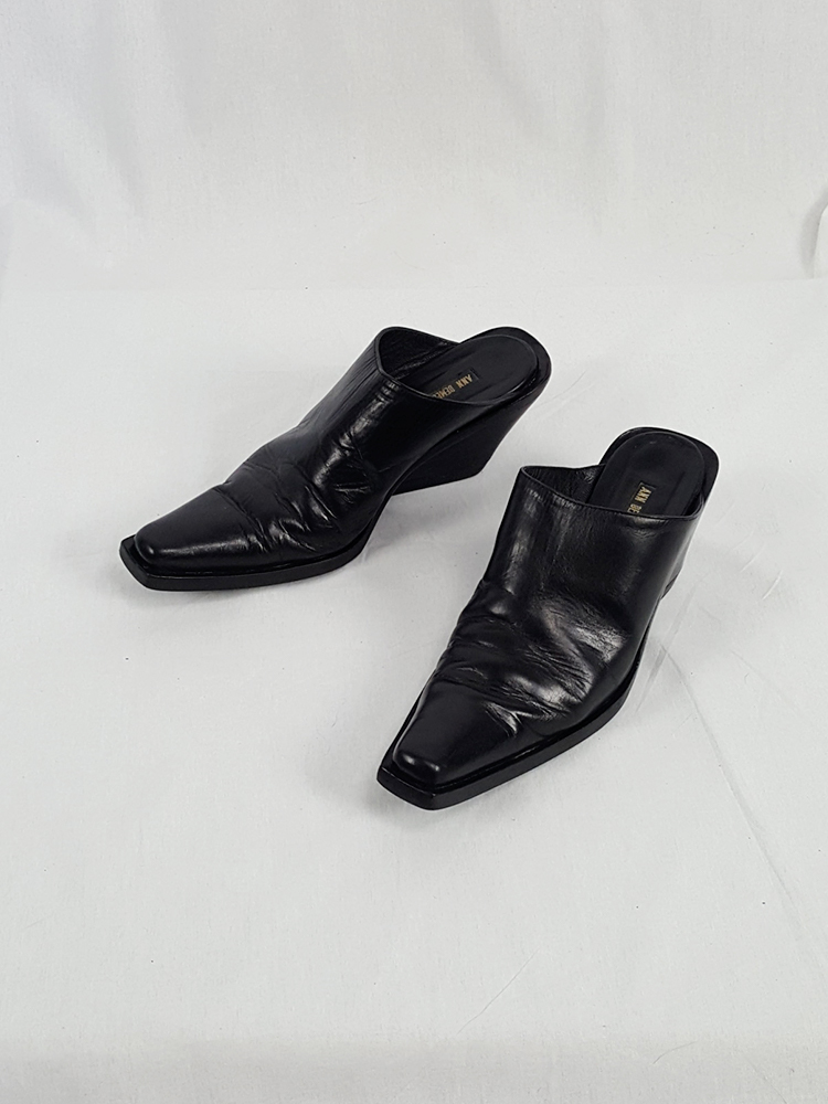 Ann Demeulemeester black mules with slanted heel — spring Ann Demeulemeester black mules with slanted heel — spring