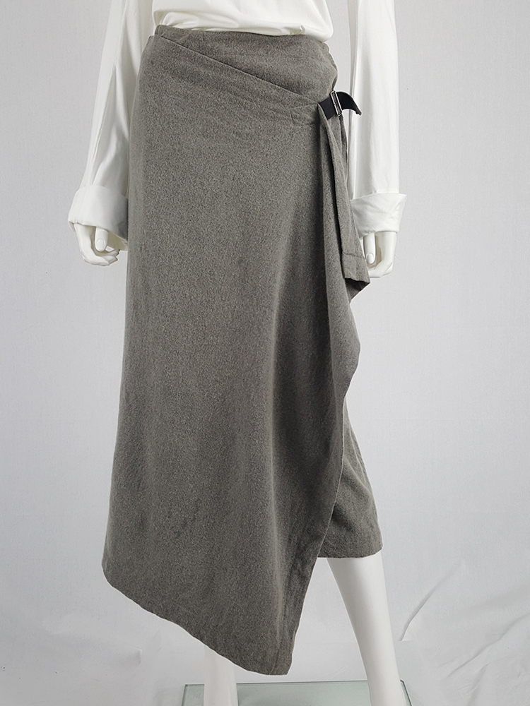 Comme des Garçons tricot grey wrap skirt with belt — AD 1992