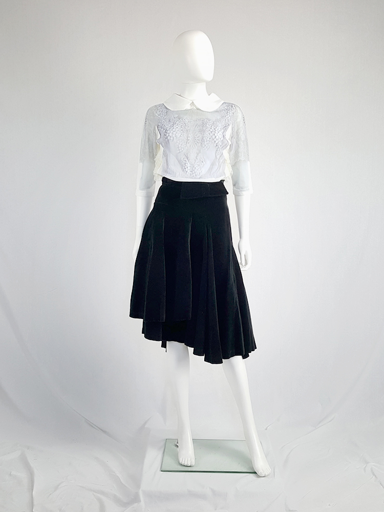 Comme des Garçons black velvet asymmetric skirt — fall 1988