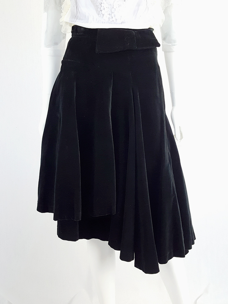 Comme des Garçons black velvet asymmetric skirt — fall 1988
