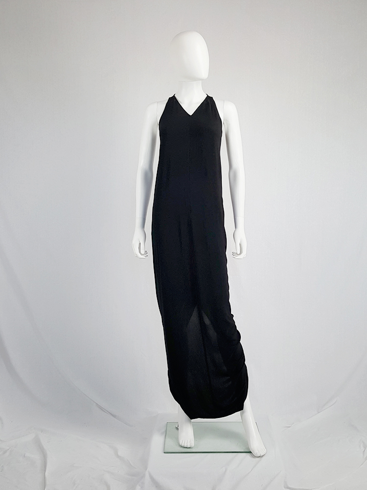 Rick Owens WALRUS black maxi dress with back slit — spring