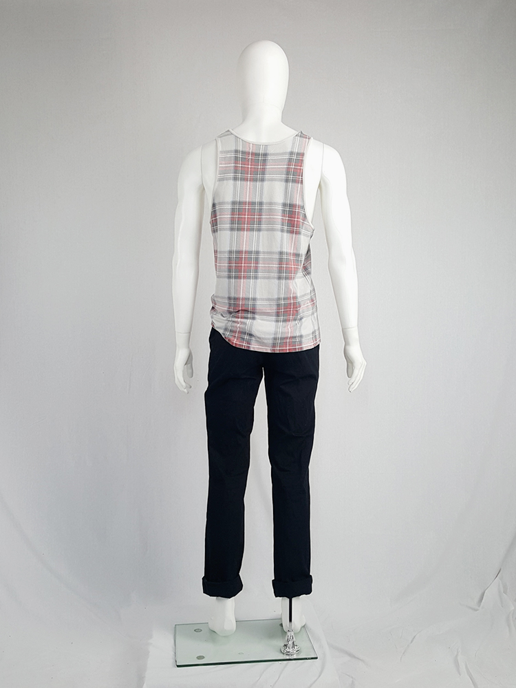 Maison Martin Margiela tartan print sleeveless top — spring