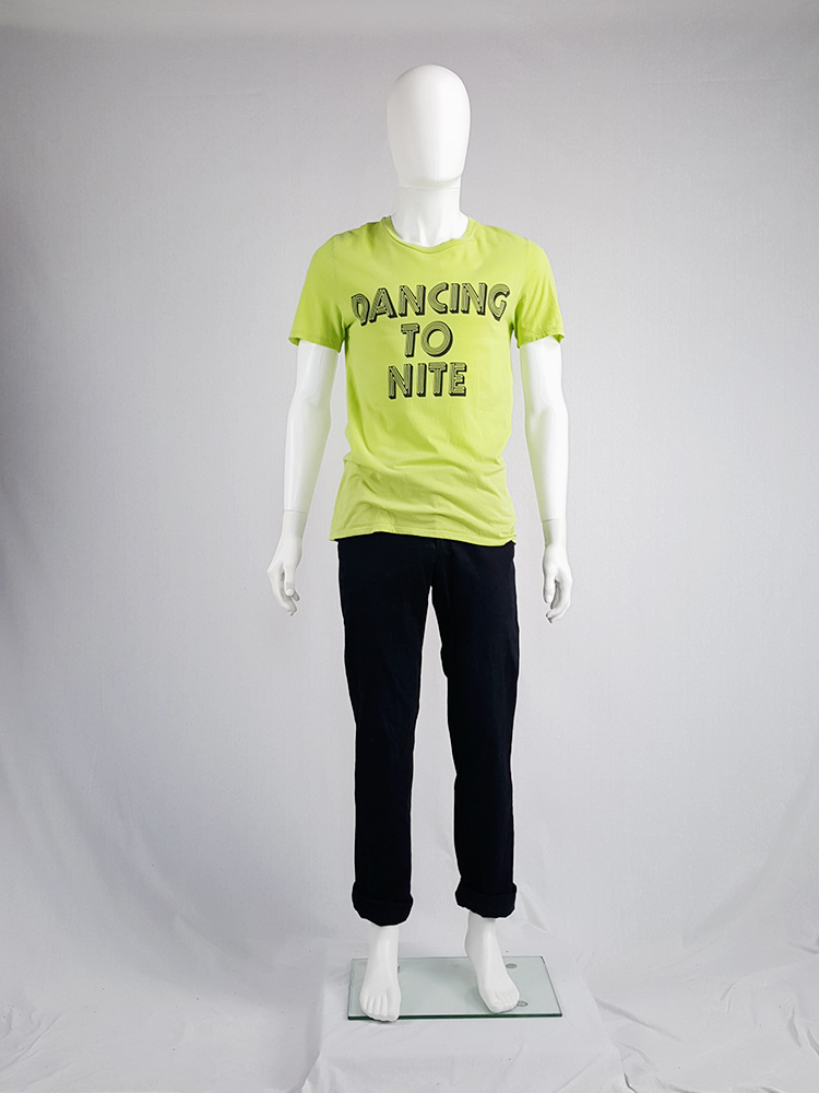 09SS 本人期 Margiela DANCING TO NITE tシャツ Maison Martin Margiela yellow t-shirt with 'dancing to nite