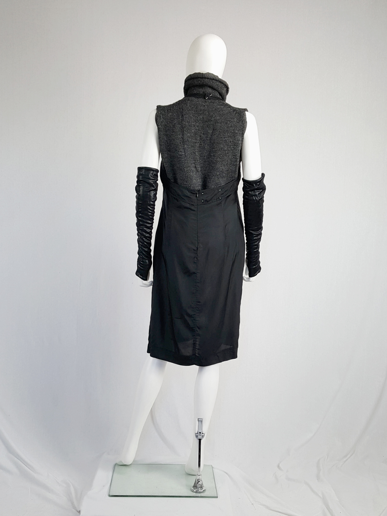 classy black midi dress Vicky Black High Neck Midi Dress With Puff Sleeves  Club L London