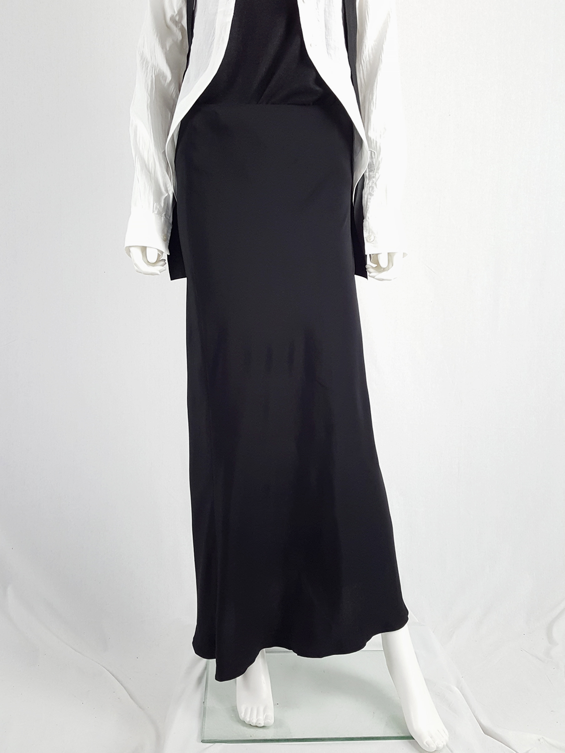 Ann Demeulemeester black maxi skirt with asymmetric hem