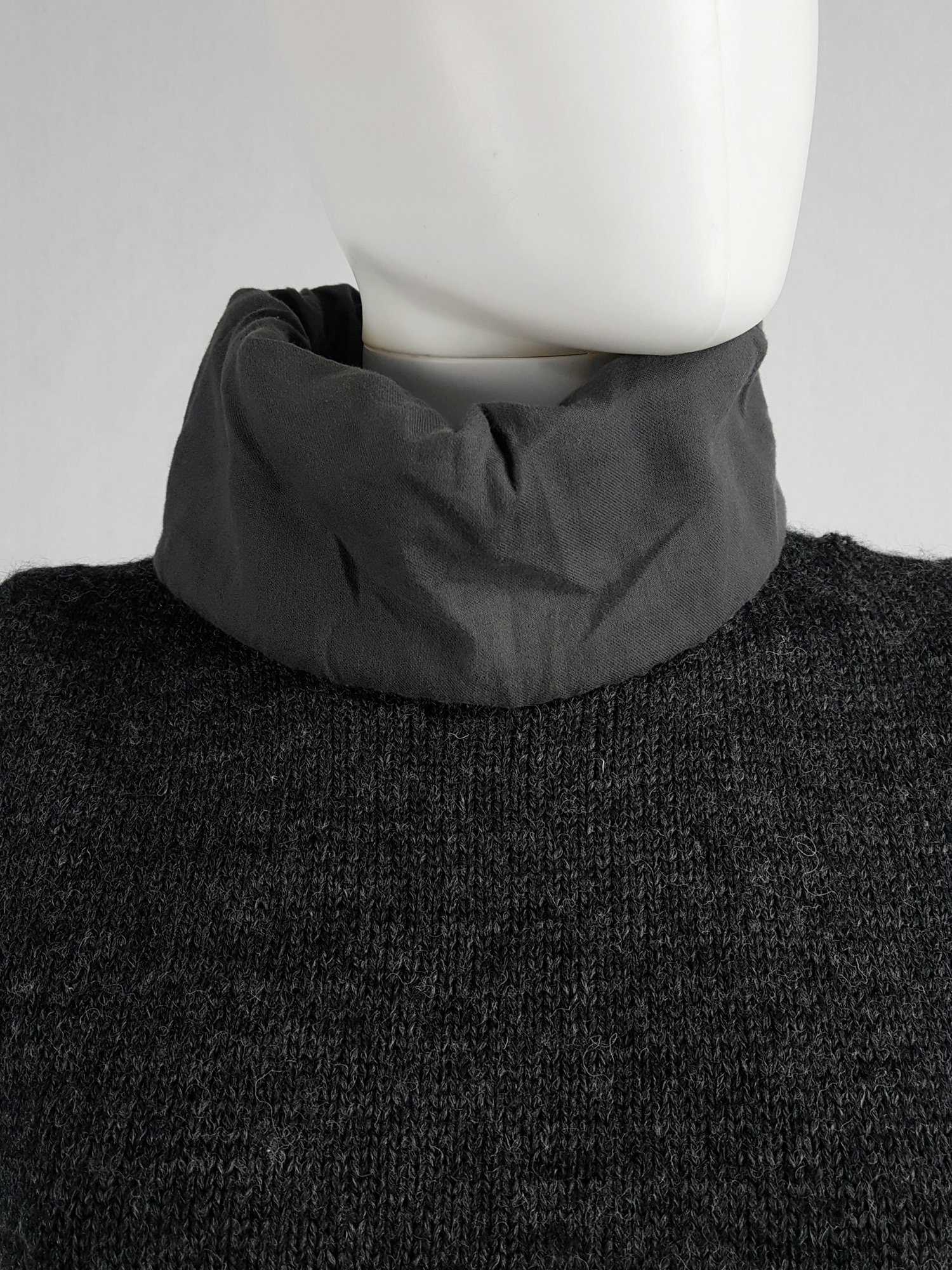 Junya Watanabe grey rolled turtleneck top — fall 1998