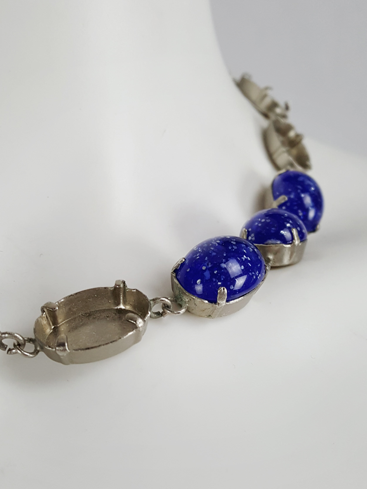 Maison Martin Margiela blue gemstone necklace with missing stones 
