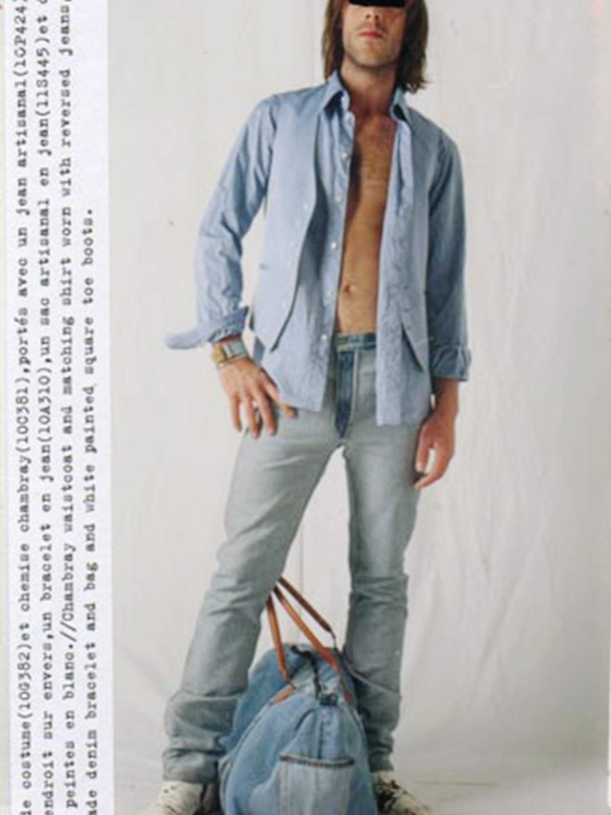 Maison Martin Margiela bleached denim and leather bracelet 