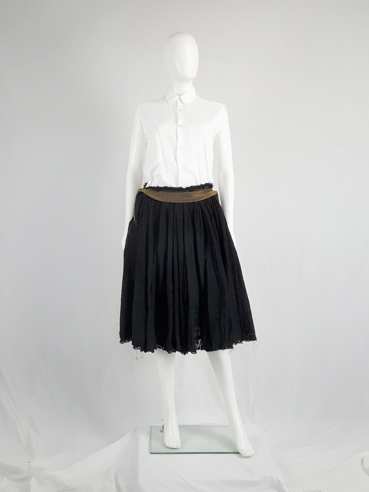 スカート Junya Watanabe FW24 LADIE`S SKIRT (JN S017 BLACK) Junya Watanabe black pleated skirt with multi zipper waist