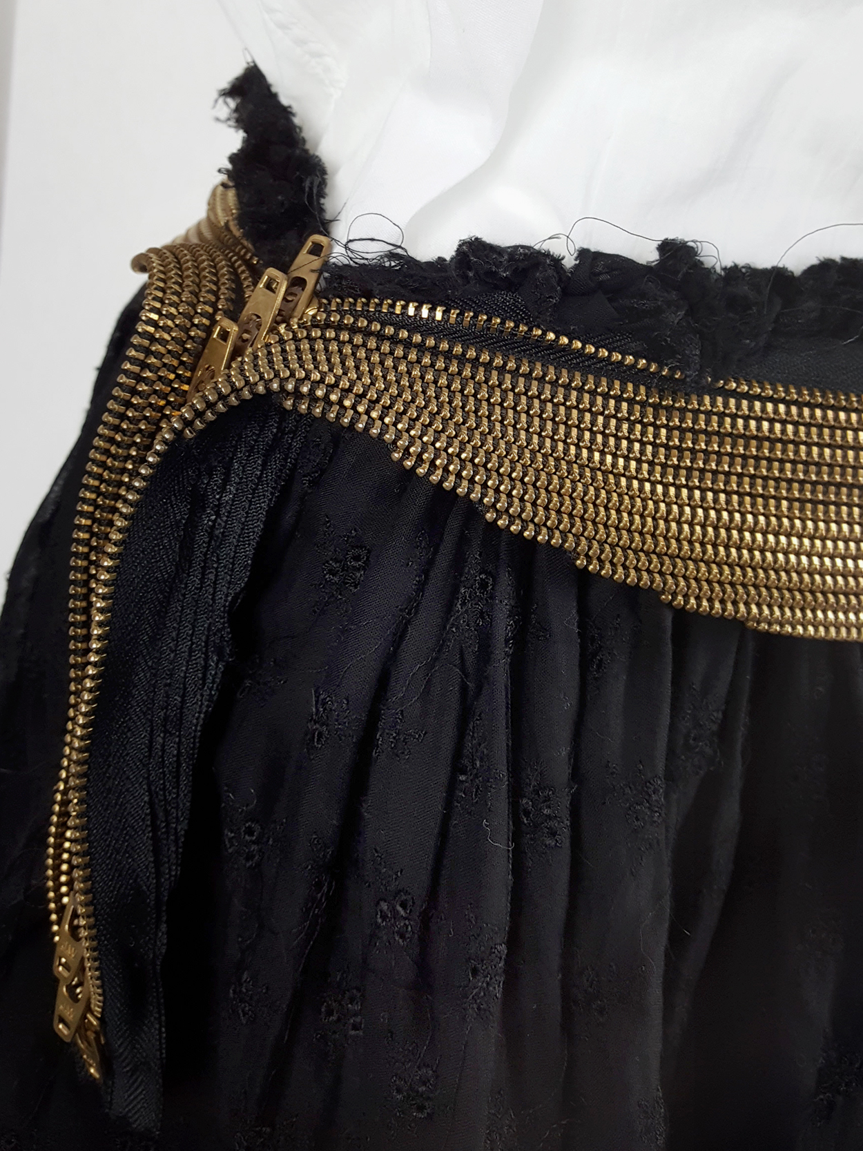 Junya Watanabe black pleated skirt with multi zipper waist