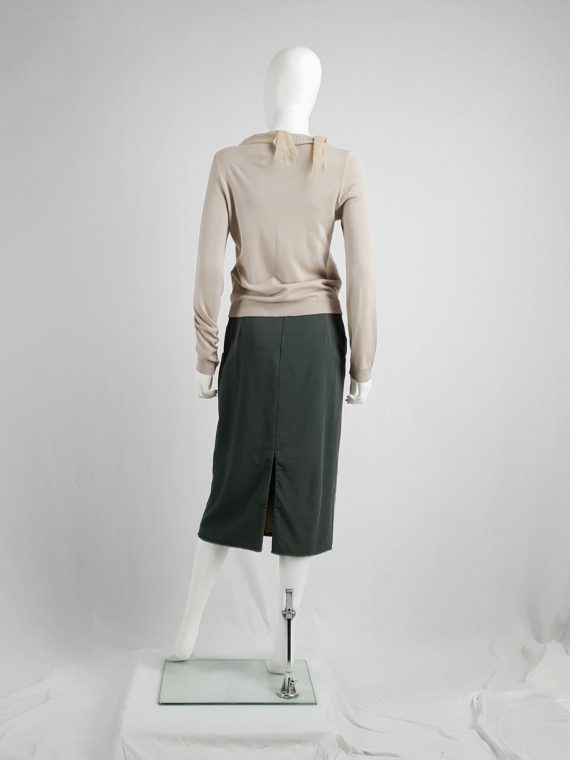 vaniitas vintage Maison Martin Margiela beige cardigan with silk torn trims spring 2006 155100